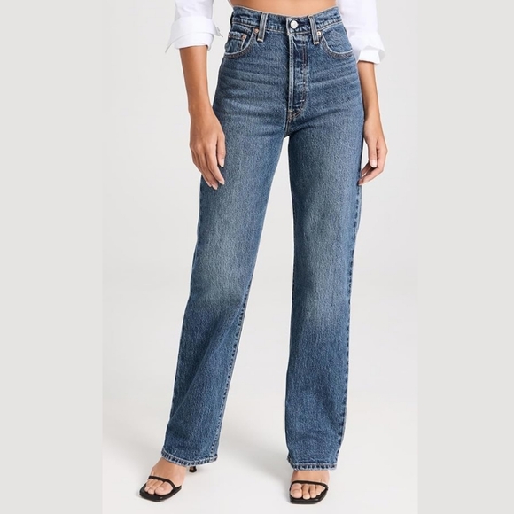 Levi's Denim - Levi's Blue High Rise Ribcage Straight Full Length Jeans